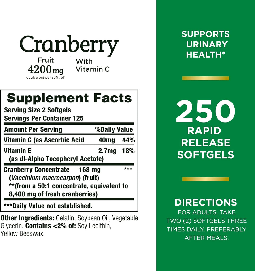 Nature's Bounty Cranberry 4200mg With Vitamin C