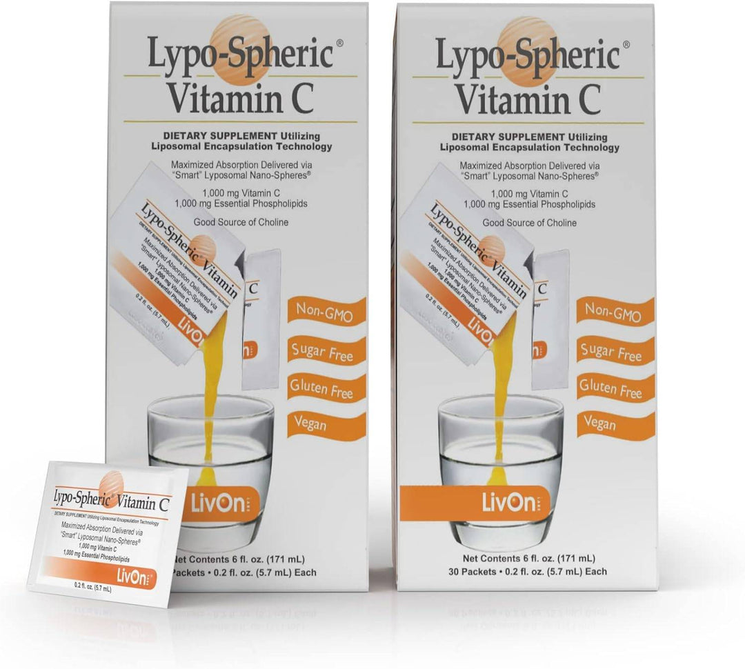 LivOn Laboratories Lypo–Spheric Vitamin C – 2 Cartons (60 Packets)