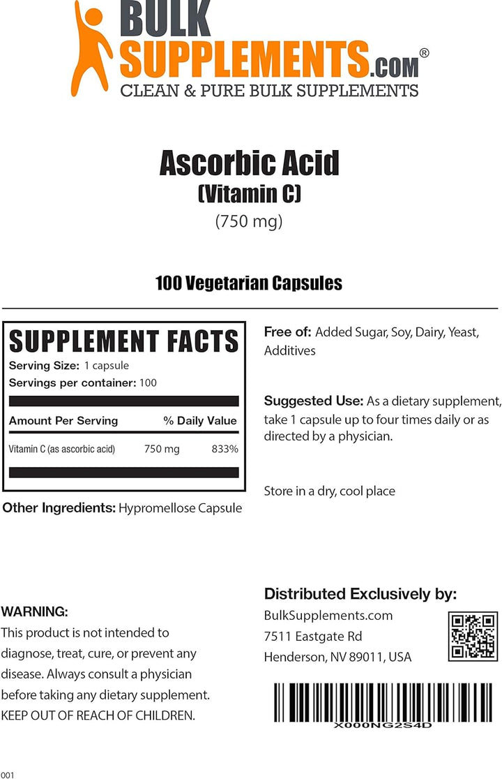 BULKSUPPLEMENTS.COM Ascorbic Acid Capsules - Vitamin C Capsules