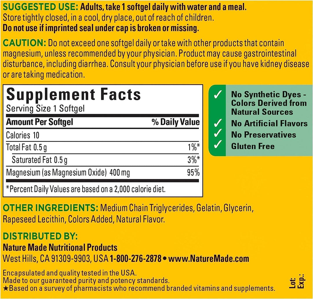 Nature Made Extra Strength Magnesium Oxide 400 mg, 110 Count